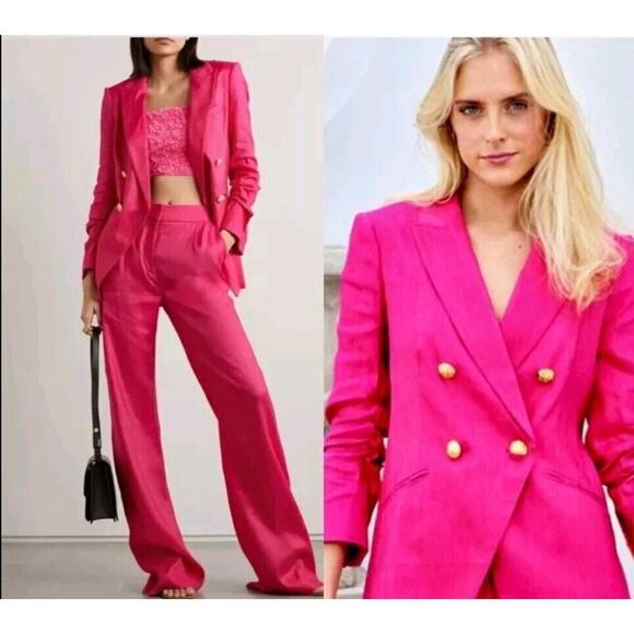 $598 Veronica Beard Hirsh Dickey Jacket Fuschia Pink Double Breasted Blazer Sz 2